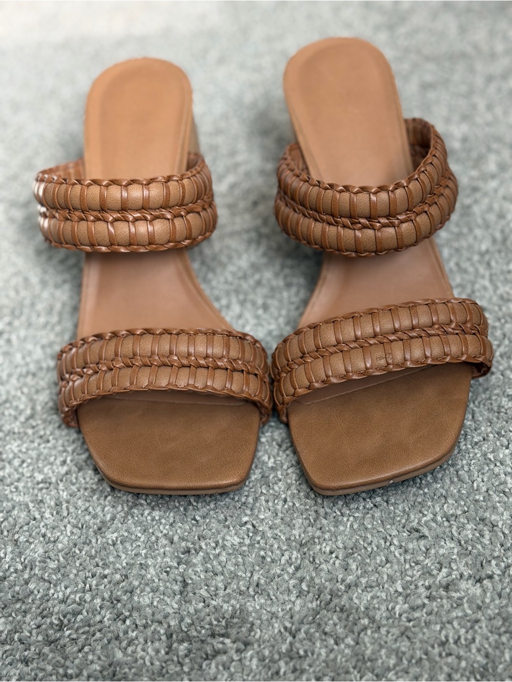 Universal Thread Braided Double-Strap Slide Sandals in Brown